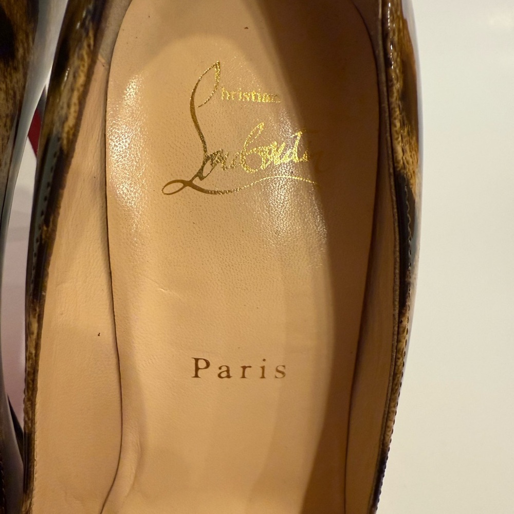 Christian Louboutin Leopard Print Heels with Red Heart 37 1/2 - Picture 4 of 9